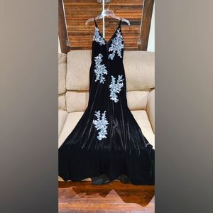 XSCAPE Black Suede Evening Dress, size 4